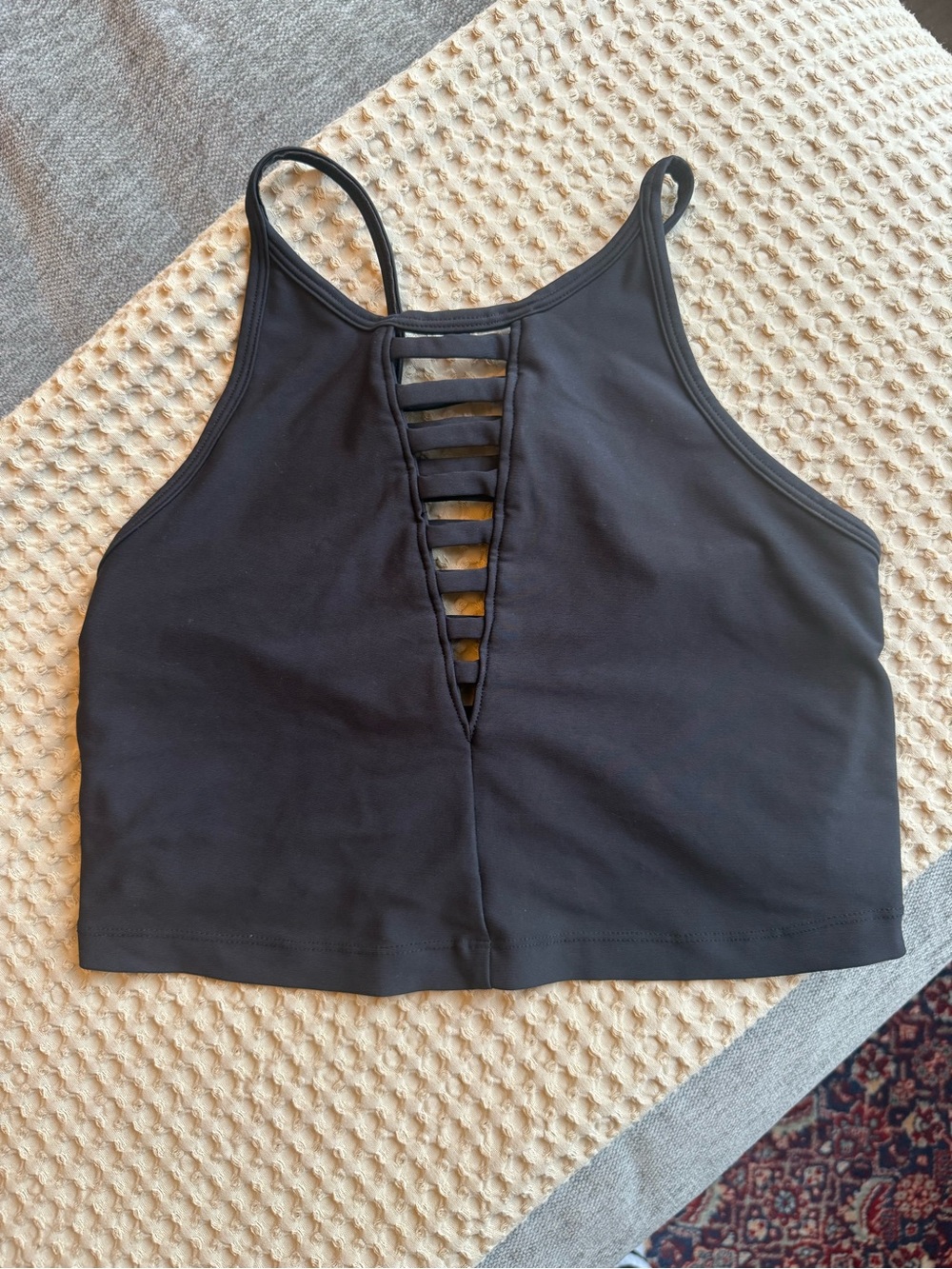 Black Strappy Front athletic Tank Top